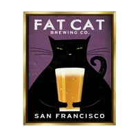 תעשיות סטופל שמן שומן חתול מבשלת וינטג 'טיפוגרפיה גרפית אמנות מתכתית זהב צפה צפה קיר קיר דפס קיר, עיצוב