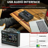 ממשק שמע USB מקצועי עם כניסות מיקרופון, גיטרה, סטריאו AU ו- RCA, תפוקות צג סטריאו טלפוניות