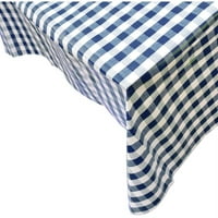 Berrnour ביתי ויניל מפת שולחן כחול משובץ עיצוב שולחן חיצוני מקורה עם גיבוי לא ארוג