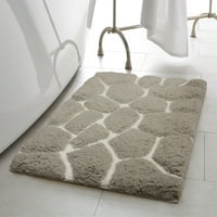 פבל מיקרופייבר ב. שטיח אמבטיה, לבן אפור בהיר