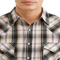 חולצה מערבית משובצת שרוול קצר של גברים משובצת, עד גודל 6xl
