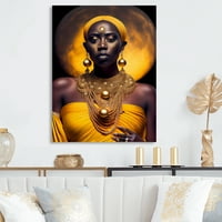 עיצוב מלכה אשה אפריקאית מתחת לירח II אמנות קיר בד