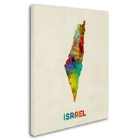 סימן מסחרי אמנות מפת צבעי מים ישראל אמנות קנבס מאת מייקל טומפסט