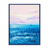 זוהר הזריחה על האוקיאנוס גלים II דפוס אמנות בציור ממוסגר