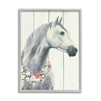 Stupell תעשיות רוח סוס סוס עם זר פרחים אמנות גרפית אמנות ממוסגרת אמנות הדפסת קיר, 24x30, מאת ג'יימס ווינס