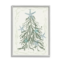 עץ חג המולד הימי חיי הים החג גרפי גרפי אפור אמנות ממוסגרת אמנות קיר אמנות
