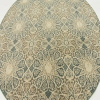 נול ייחודי טוארג עגול שטיח אזור מסורתי עגול, חום ירוק-לבן, 96 7