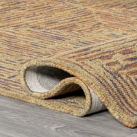שטיח צמר צמר גיאומטרי של Nuloom Delanie, 5 '8', בראון