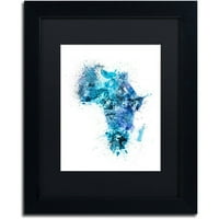 סימן מסחרי אמנות צבע מתזים מפה של אפריקה אמנות בד מאת מייקל טומפסט, שחור מט, מסגרת שחורה