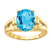 טבעת טופז טופז כחול סגלגל זהב ראשוני זהב ראשוני
