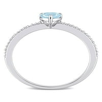 CARAT T.G.W. טופז כחול שמיים וקראט T.W. טבעת הבטחה של יהלום 10K זהב לבן