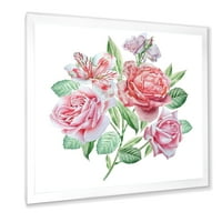 פרחי אביב אלסטרואמריה ורדים ורדים ממוסגרים דפוס אמנות בד ציורים