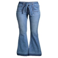 מכנסי ג'ינס של סופיה מאת סופיה ורגרה מליסה מתלקחת על מותניים גבוהים שחרור חגורה עצמית שחרור ג'ינס, נשים,