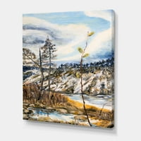 עיצוב אמנות 'את מעונן שמיים והנהר עם אביב נוף' אגם בית בד קיר אמנות הדפסה