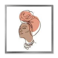 אמנות עיצוב 'דיוקן שורה אחת של אישה אפרו אמריקאית רביעית' הדפס אמנות ממוסגר מודרני